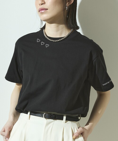 Firsthand（ファーストハンド）の「Firsthand/ファーストハンド オーガニックコットン ハート ロゴ刺繍Tシャツ / クルーネック ワンポイントロゴ 刺繍半袖Tシャツ（Tシャツ/カットソー・レディース・ブラック/ホワイト/ネイビー/グリーン・FREE）」の14枚目の写真