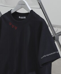 Firsthand | Firsthand/ファーストハンド オーガニックコットン ハート ロゴ刺繍Tシャツ / クルーネック ワンポイントロゴ 刺繍半袖Tシャツ(Tシャツ/カットソー)