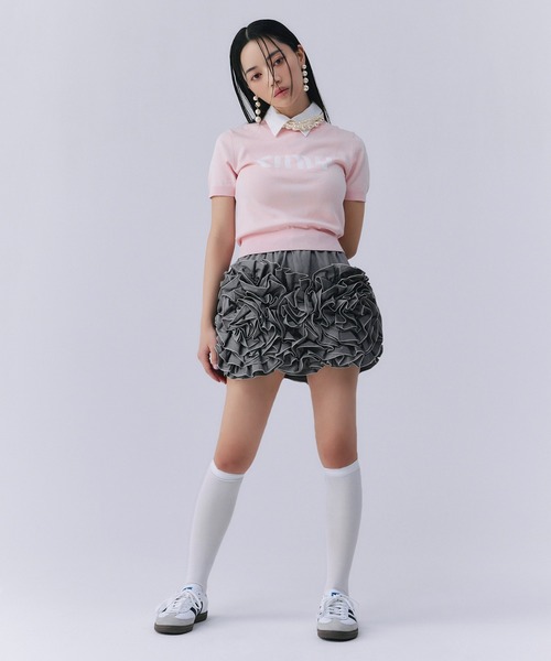 EIMY ISTOIRE（エイミーイストワール）の「フラワーモチーフミニスカート（スカート・レディース・ブラウン/グレー/ホワイト/ブラック・F）」の13枚目の写真