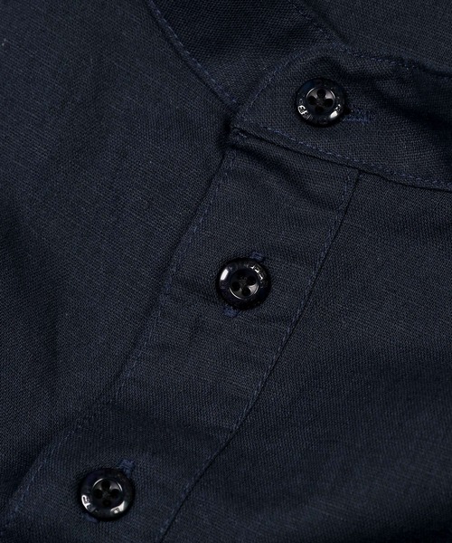 The DUFFER of ST.GEORGE（ザダファーオブセントジョージ）の「LINEN BLEND BAND COLLAR 3Q SETUP SHIRT：綿麻素材 セットアップ 7分袖 バンドカラーシャツ（シャツ/ブラウス・メンズ・オフホワイト/オリーブ/ネイビー・X-LARGE/LARGE/MEDIUM/SMALL）」の19枚目の写真