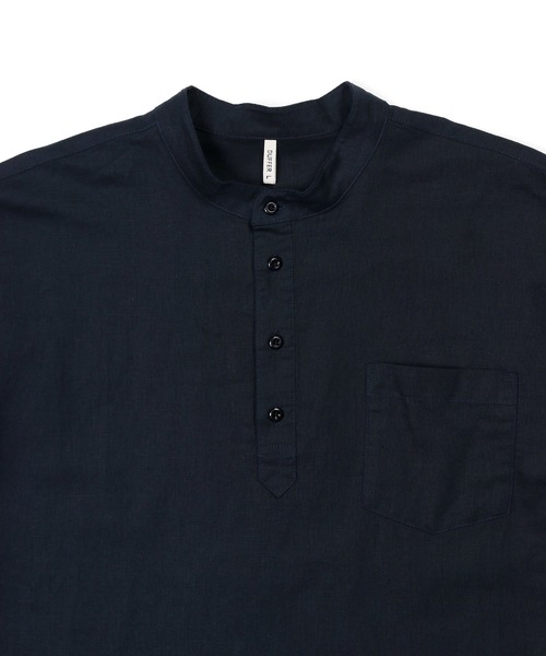The DUFFER of ST.GEORGE（ザダファーオブセントジョージ）の「LINEN BLEND BAND COLLAR 3Q SETUP SHIRT：綿麻素材 セットアップ 7分袖 バンドカラーシャツ（シャツ/ブラウス・メンズ・オフホワイト/オリーブ/ネイビー・X-LARGE/LARGE/MEDIUM/SMALL）」の17枚目の写真