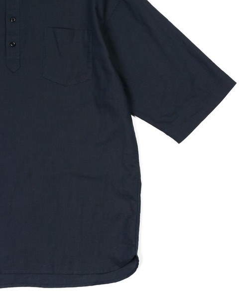 The DUFFER of ST.GEORGE（ザダファーオブセントジョージ）の「LINEN BLEND BAND COLLAR 3Q SETUP SHIRT：綿麻素材 セットアップ 7分袖 バンドカラーシャツ（シャツ/ブラウス・メンズ・オフホワイト/オリーブ/ネイビー・X-LARGE/LARGE/MEDIUM/SMALL）」の18枚目の写真