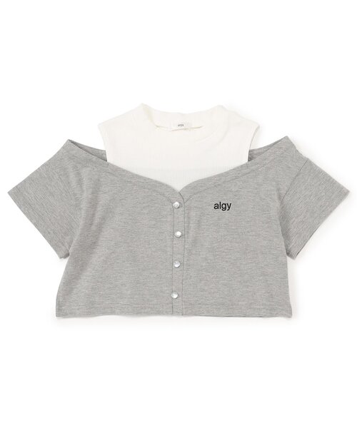 algy（アルジー）の「ドッキングクロップドガーリーT（Tシャツ/カットソー・キッズ・ブラック/グレー/オフホワイト・XX-SMALL/X-SMALL/MEDIUM/SMALL）」の3枚目の写真