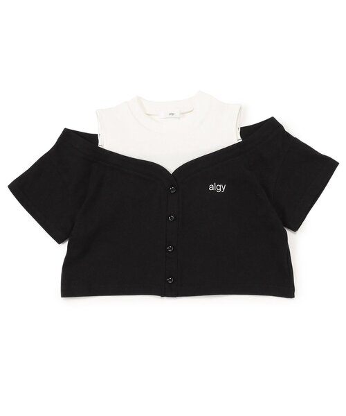 algy（アルジー）の「ドッキングクロップドガーリーT（Tシャツ/カットソー・キッズ・ブラック/グレー/オフホワイト・XX-SMALL/X-SMALL/MEDIUM/SMALL）」の6枚目の写真