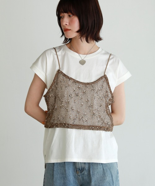 shetila(シェティラ)の「着回し力抜群◎コットン100%フレンチスリーブカットソー(Tシャツ/カットソー・レディース・ベージュ/ブラック/オフホワイト/ブルーグリーン/パープル・F)」の10枚目の写真