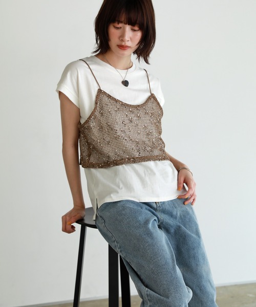 shetila(シェティラ)の「着回し力抜群◎コットン100%フレンチスリーブカットソー(Tシャツ/カットソー・レディース・ベージュ/ブラック/オフホワイト/ブルーグリーン/パープル・F)」の12枚目の写真