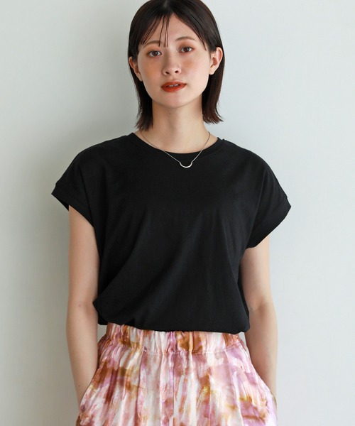 shetila(シェティラ)の「着回し力抜群◎コットン100%フレンチスリーブカットソー(Tシャツ/カットソー・レディース・ベージュ/ブラック/オフホワイト/ブルーグリーン/パープル・F)」の20枚目の写真