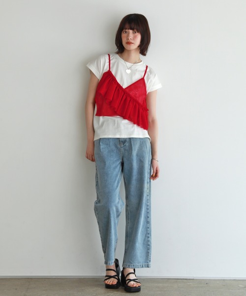 shetila(シェティラ)の「着回し力抜群◎コットン100%フレンチスリーブカットソー(Tシャツ/カットソー・レディース・ベージュ/ブラック/オフホワイト/ブルーグリーン/パープル・F)」の19枚目の写真