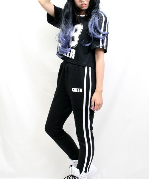 CHEER(チアー)の「ショルダーダブルラインショートTEE(Tシャツ/カットソー・レディース・ホワイト/ブラック・S/M/L)」の5枚目の写真
