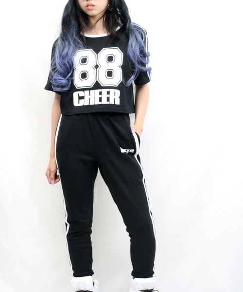 CHEER(チアー)の「ショルダーダブルラインショートTEE(Tシャツ/カットソー・レディース・ホワイト/ブラック・S/M/L)」の6枚目の写真