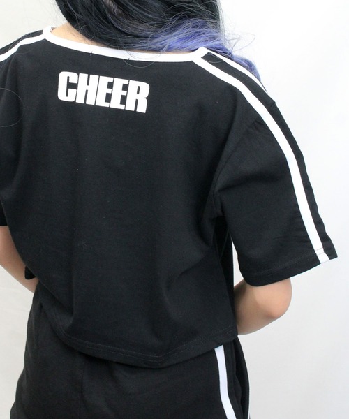 CHEER(チアー)の「ショルダーダブルラインショートTEE(Tシャツ/カットソー・レディース・ホワイト/ブラック・S/M/L)」の7枚目の写真