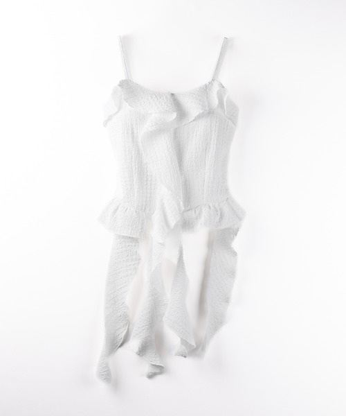 セール】【 2color 】ラッフルフリルレイヤードビスチェキャミソール