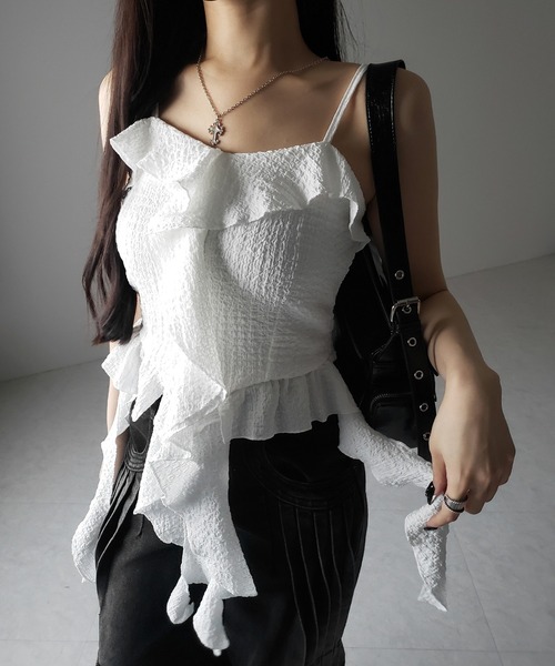 2color 】ラッフルフリルレイヤードビスチェキャミソール ／ ruffle
