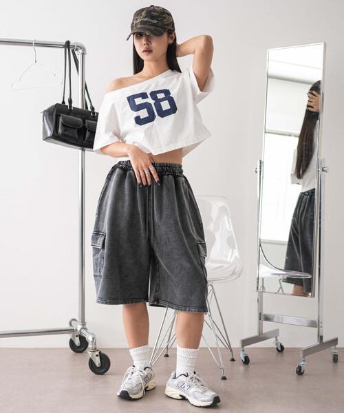 WEGO（ウィゴー）の「WEGO/2WAYオフショルショートT（Tシャツ