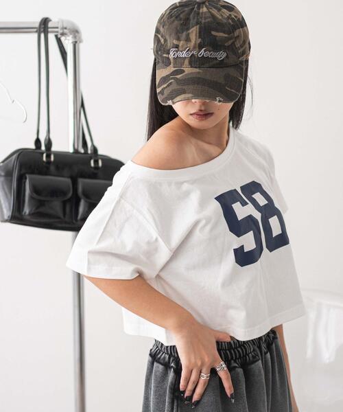 WEGO（ウィゴー）の「WEGO/2WAYオフショルショートT（Tシャツ