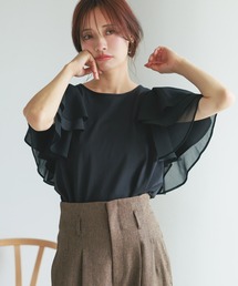 mysty woman | 異素材フリルスリーブプルオーバー　497238(Tシャツ/カットソー)