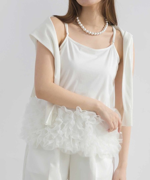 PICCIN PERLA(ピッチンペルラ)の「フラワーキャミソール(キャミソール・レディース・ブラック/オフホワイト・M)」の2枚目の写真