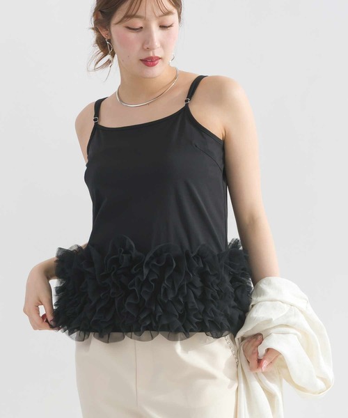 PICCIN PERLA(ピッチンペルラ)の「フラワーキャミソール(キャミソール・レディース・ブラック/オフホワイト・M)」の9枚目の写真