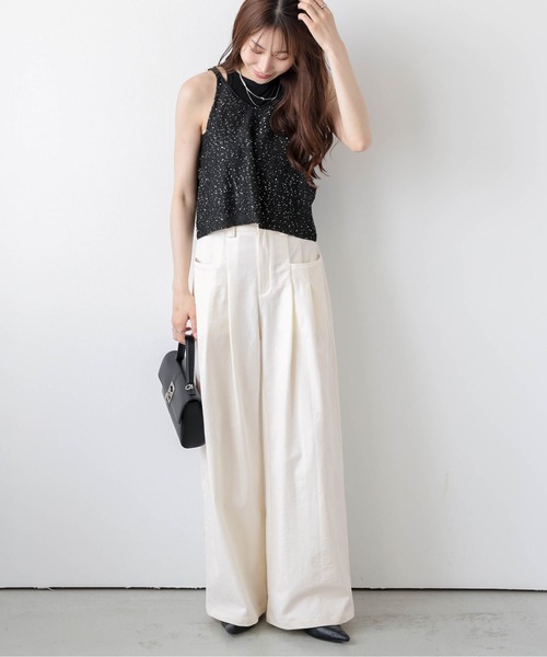 Lajour（ラジュール）の「【日本製】ライトツイルワイドパンツ（その他パンツ・レディース・ブラック/ブラウン/オフホワイト・M/L）」の5枚目の写真