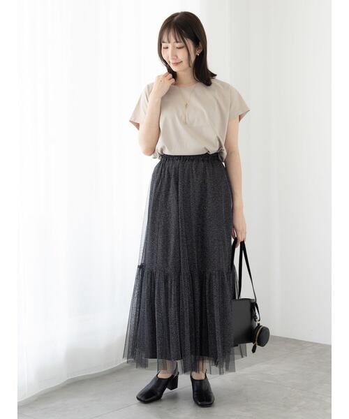 Te chichi TERRASSE（テチチテラス）の「【接触冷感】Vネックフレンチスリーブトップス（Tシャツ/カットソー・レディース・ブラック/ベージュ/オフホワイト・F）」の13枚目の写真