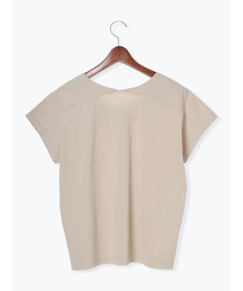 Te chichi TERRASSE（テチチテラス）の「【接触冷感】Vネックフレンチスリーブトップス（Tシャツ/カットソー・レディース・ブラック/ベージュ/オフホワイト・F）」の9枚目の写真