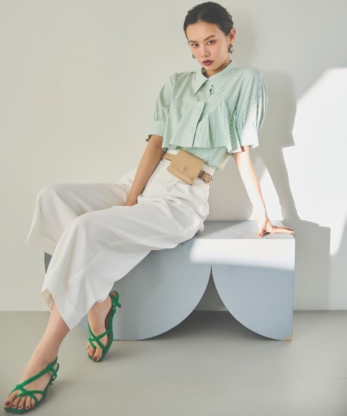 AND COUTURE（アンドクチュール）の「ストライプヨークハーフスリーブシャツ（シャツ/ブラウス・レディース・グリーン系その他/ブルー系その他/ベージュ系その他/パープル系その他・FREE）」の9枚目の写真