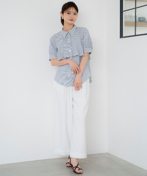 AND COUTURE（アンドクチュール）の「ストライプヨークハーフスリーブシャツ（シャツ/ブラウス・レディース・グリーン系その他/ブルー系その他/ベージュ系その他/パープル系その他・FREE）」の17枚目の写真
