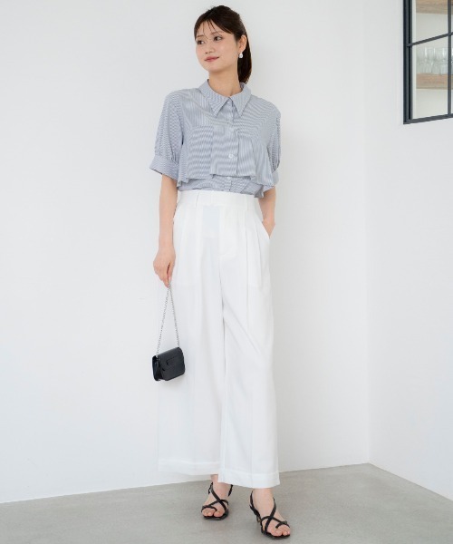 AND COUTURE（アンドクチュール）の「ストライプヨークハーフスリーブシャツ（シャツ/ブラウス・レディース・グリーン系その他/ブルー系その他/ベージュ系その他/パープル系その他・FREE）」の18枚目の写真