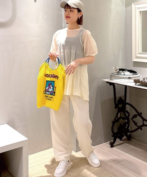 Ball&Chain（ボールアンドチェーン）の「[Ball&Chain]shopping bag-Ryu Ambe THOUGHTS(M)（エコバッグ/サブバッグ・レディース・イエロー/グレー・FREE）」の10枚目の写真