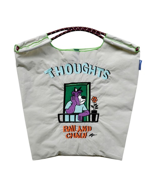 Ball&Chain（ボールアンドチェーン）の「[Ball&Chain]shopping bag-Ryu Ambe THOUGHTS(M)（エコバッグ/サブバッグ・レディース・イエロー/グレー・FREE）」の7枚目の写真