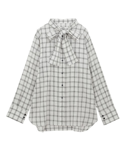 RANAN(ラナン)の「2wayボウタイチェックシャツ(シャツ/ブラウス・レディース・ブラック/ホワイト・M/L/LL)」の5枚目の写真