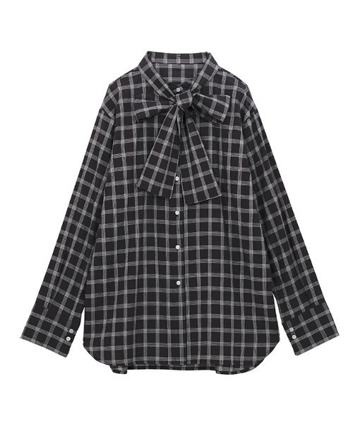RANAN(ラナン)の「2wayボウタイチェックシャツ(シャツ/ブラウス・レディース・ブラック/ホワイト・M/L/LL)」の6枚目の写真