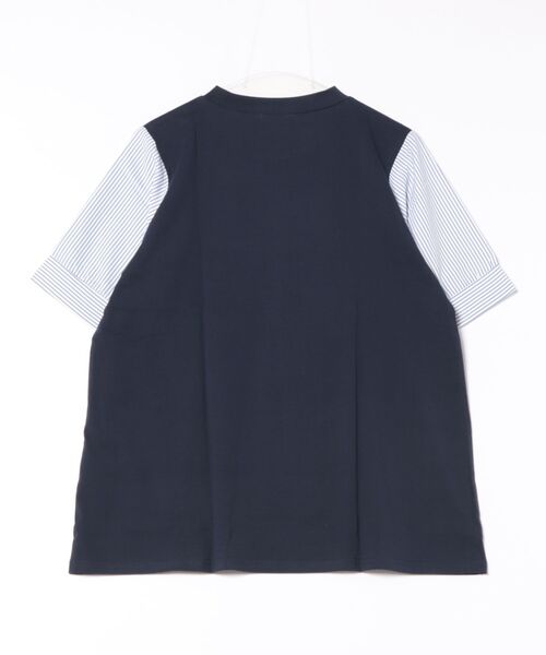 BELLUNA PLUS(ベルーナ)の「異素材切替タック使いプルオーバー(Tシャツ/カットソー・レディース・ネイビー系/アイボリー系/グリーン・LARGE/X-LARGE/MEDIUM)」の4枚目の写真