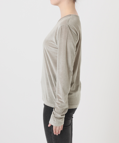 JOURNAL STANDARD relume（ジャーナルスタンダード　レリューム）の「シアーベロアクルーネックロングTEE（Tシャツ/カットソー・レディース・ブラウン/グリーン/ピンク/チャコールグレー・FREE）」の12枚目の写真