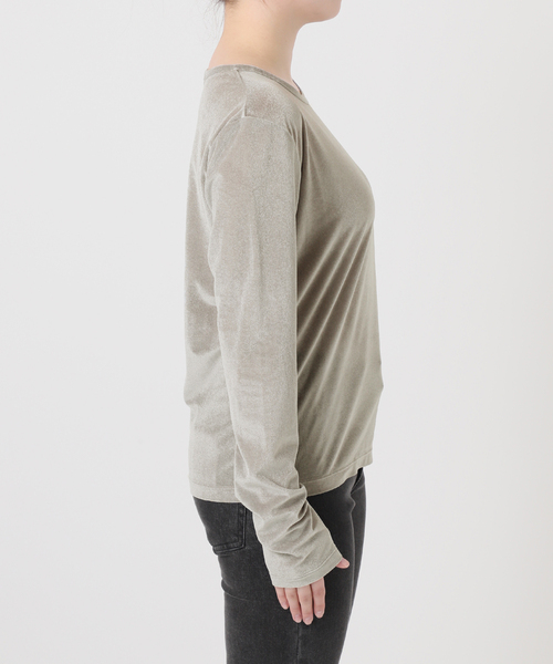 JOURNAL STANDARD relume（ジャーナルスタンダード　レリューム）の「シアーベロアクルーネックロングTEE（Tシャツ/カットソー・レディース・ブラウン/グリーン/ピンク/チャコールグレー・FREE）」の13枚目の写真