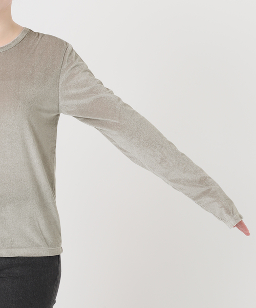 JOURNAL STANDARD relume（ジャーナルスタンダード　レリューム）の「シアーベロアクルーネックロングTEE（Tシャツ/カットソー・レディース・ブラウン/グリーン/ピンク/チャコールグレー・FREE）」の15枚目の写真