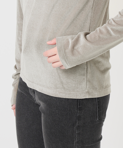 JOURNAL STANDARD relume（ジャーナルスタンダード　レリューム）の「シアーベロアクルーネックロングTEE（Tシャツ/カットソー・レディース・ブラウン/グリーン/ピンク/チャコールグレー・FREE）」の16枚目の写真