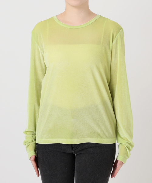 JOURNAL STANDARD relume（ジャーナルスタンダード　レリューム）の「シアーベロアクルーネックロングTEE（Tシャツ/カットソー・レディース・ブラウン/グリーン/ピンク/チャコールグレー・FREE）」の22枚目の写真