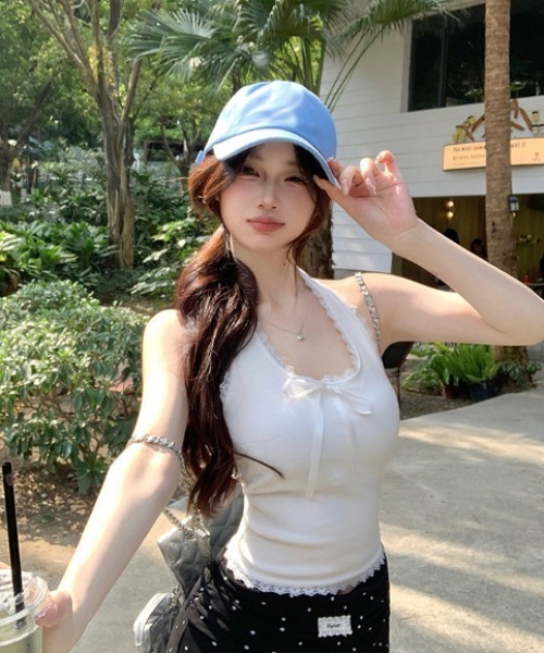 セール】Lace Design Halter Neck Cami / レースデザイン