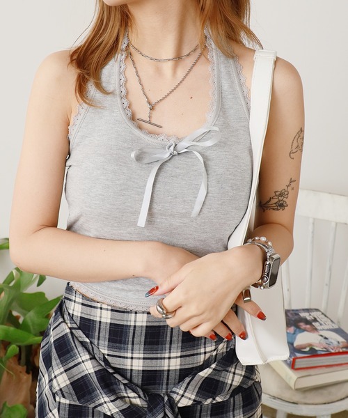 ROOPTOKYO(ループトウキョウ)の「Lace Design Halter Neck Cami / レースデザイン ホルターネックキャミ(キャミソール・レディース・ホワイト/ブラック/グレー・FREE)」の21枚目の写真