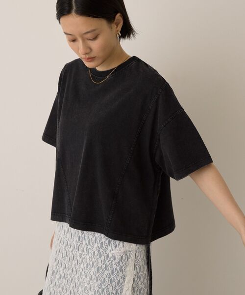 AMERICAN HOLIC(アメリカンホリック)の「ドロストピグメントショートTシャツ(Tシャツ/カットソー・レディース・ブルー/チャコールグレー・M/L)」の3枚目の写真