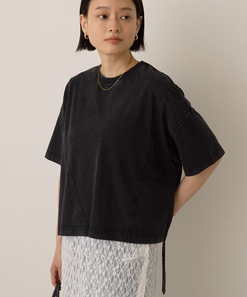 AMERICAN HOLIC(アメリカンホリック)の「ドロストピグメントショートTシャツ(Tシャツ/カットソー・レディース・ブルー/チャコールグレー・M/L)」の4枚目の写真
