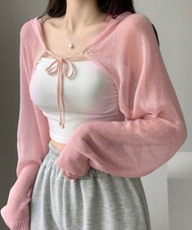 夏新作/冷房対策フード付きカーディガン