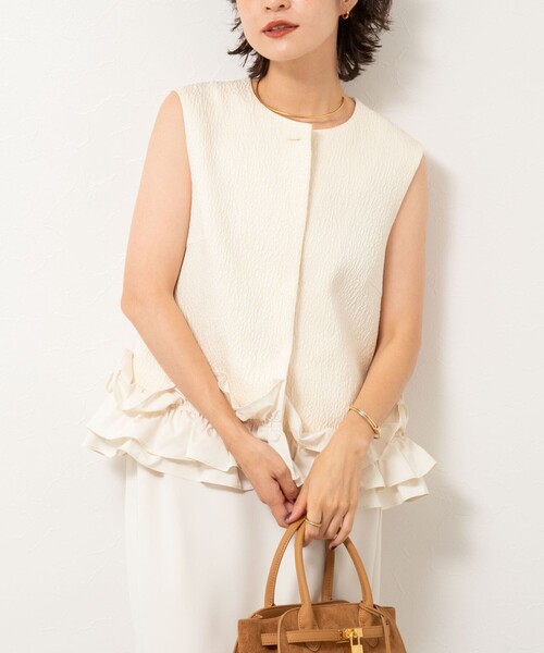 NOLLEY’S Sophi(ノーリーズソフィ)の「マトラッセ裾フリルジレ(ベスト・レディース・ブラック/オフホワイト・38)」の12枚目の写真