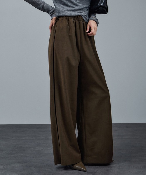 GREENWOOLサイドベロアラインパンツ［ストレッチ・接触冷感・防シワ