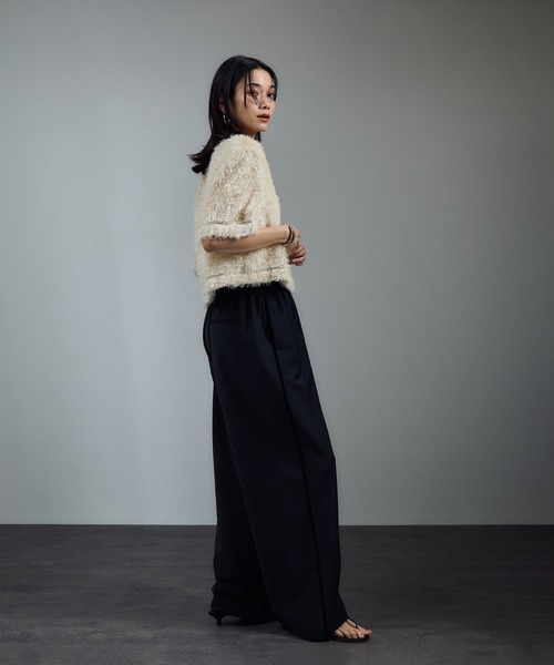 GREENWOOLサイドベロアラインパンツ［ストレッチ・接触冷感・防シワ