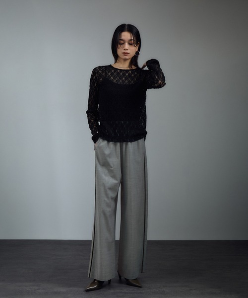 セール】GREENWOOLサイドベロアラインパンツ［ストレッチ・接触冷感