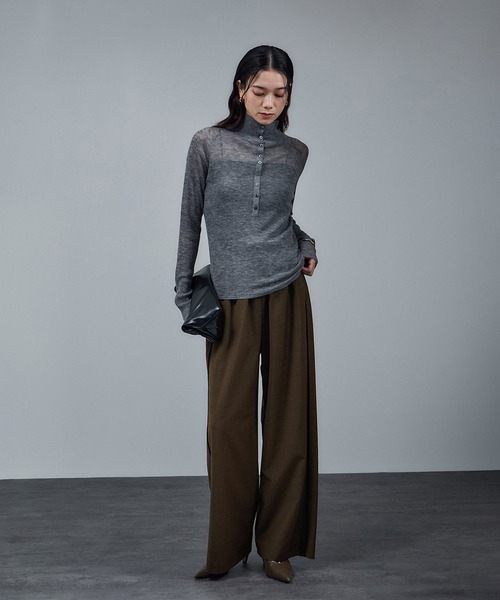 セール】GREENWOOLサイドベロアラインパンツ［ストレッチ・接触冷感