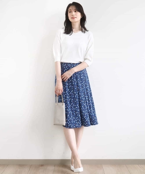 OFUON le MK(オフオンルエムケー)の「ハイゲージVネックニット/UVカット/接触冷感/洗える/WEB限定サイズあり(ニット/セーター・レディース・ライトブルー/ピンク/ブラウン/ホワイト・38/36)」の12枚目の写真