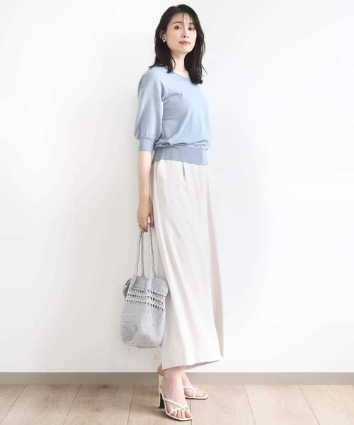 OFUON le MK(オフオンルエムケー)の「ハイゲージVネックニット/UVカット/接触冷感/洗える/WEB限定サイズあり(ニット/セーター・レディース・ライトブルー/ピンク/ブラウン/ホワイト・38/36)」の20枚目の写真